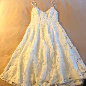 Pretty White Lace Strappy Midi Dress Size S